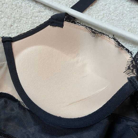 Victoria’s Secret Black Lace Babydoll Chemise Bustier Slip 34D Lingerie Sexy - Picture 6 of 9